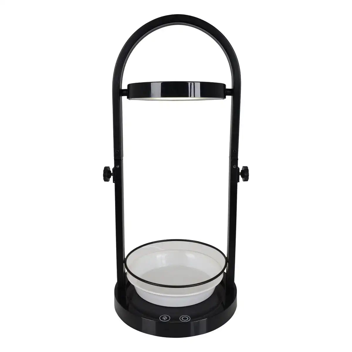 LED Pflanzen-Tischleuchte 53,5 cm hoch, aus Metall und Kunststoff in Schwarz, mit integrierter LED