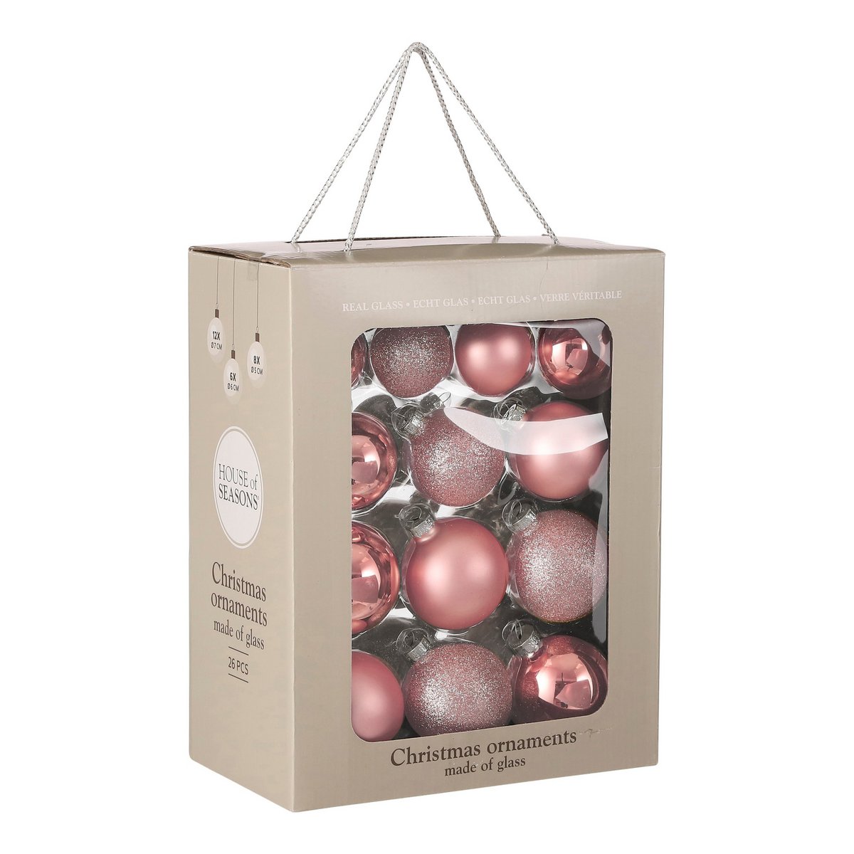 26 Stück Weihnachtskugeln Glas - Pink