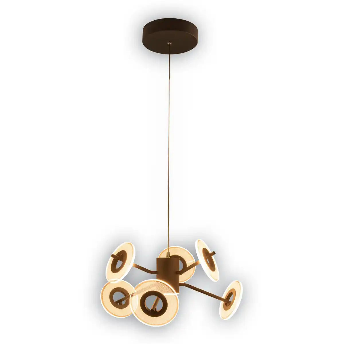 LED Pendelleuchte "DISCUS" aus schwarzem Metall und weißem Kunststoffmit fest verbauten LEDs, Hängelampe für Esszimmer, Wohnzimmer, Diele oder Büro mit einem Øvon ca. 57 cm