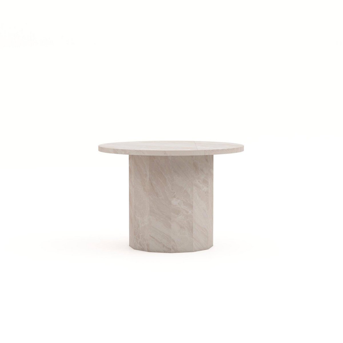 HSM Collection-Runder Couchtisch Sofia-ø60x42-Weiß-Travertin