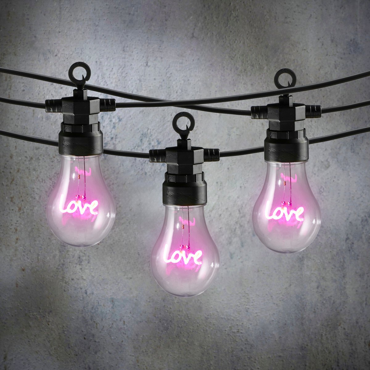 Liebe LED -Lichtkabel draußen - L450 cm - Pink