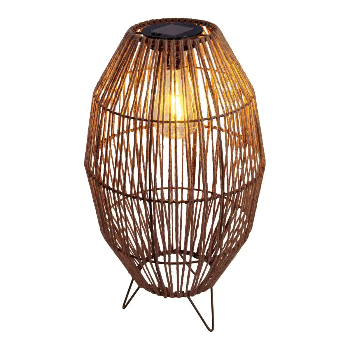 LED Solarleuchte "Korbinian" für Garten und Terrasse, Außendeko aus Metall, Kunststoff und Jute in natur, fest verbaute LEDs, Solar Lampe für den Garten 34 x 19,58 cm