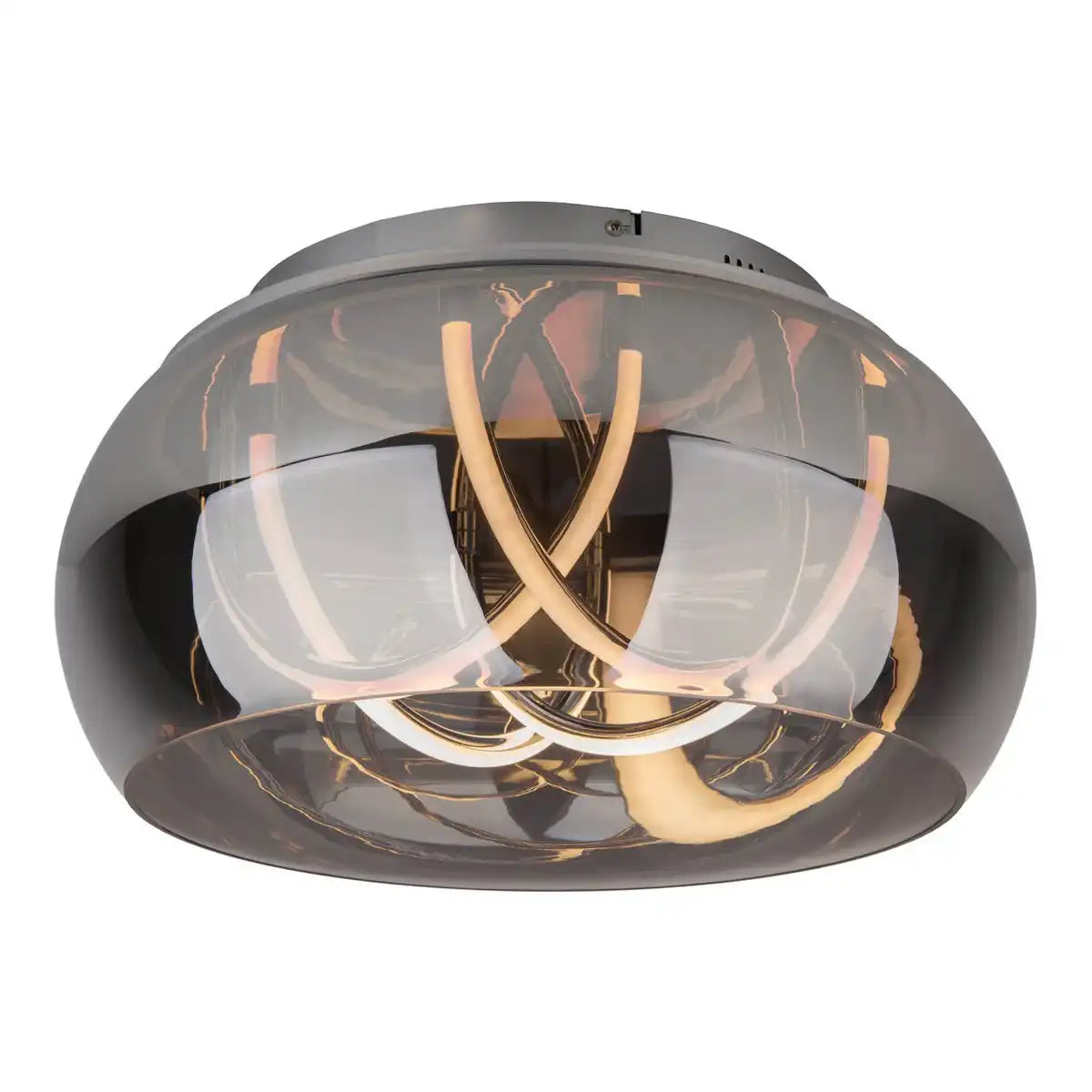LED Deckenleuchte "MALOU" Ø 45 cm, 23,5 cm hoch, aus Metall, Rauchglas, integrierte LEDs, warmweiß