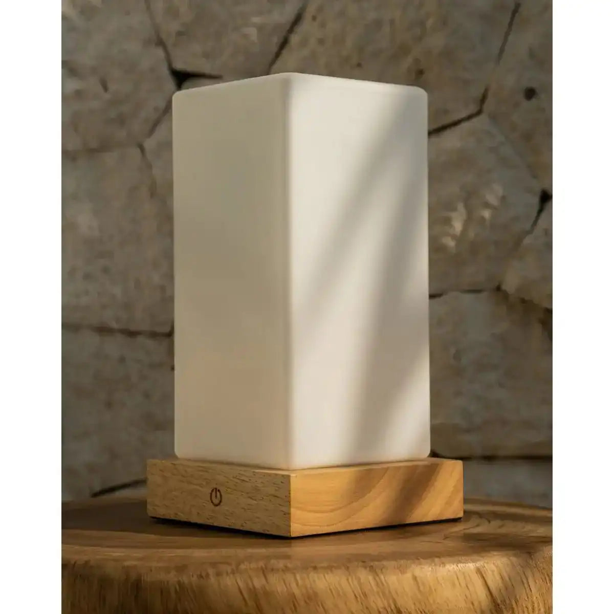 Zayn Hellbraun Holz wiederaufladbare Lampe dimmabel & kabellos & gute Batterie