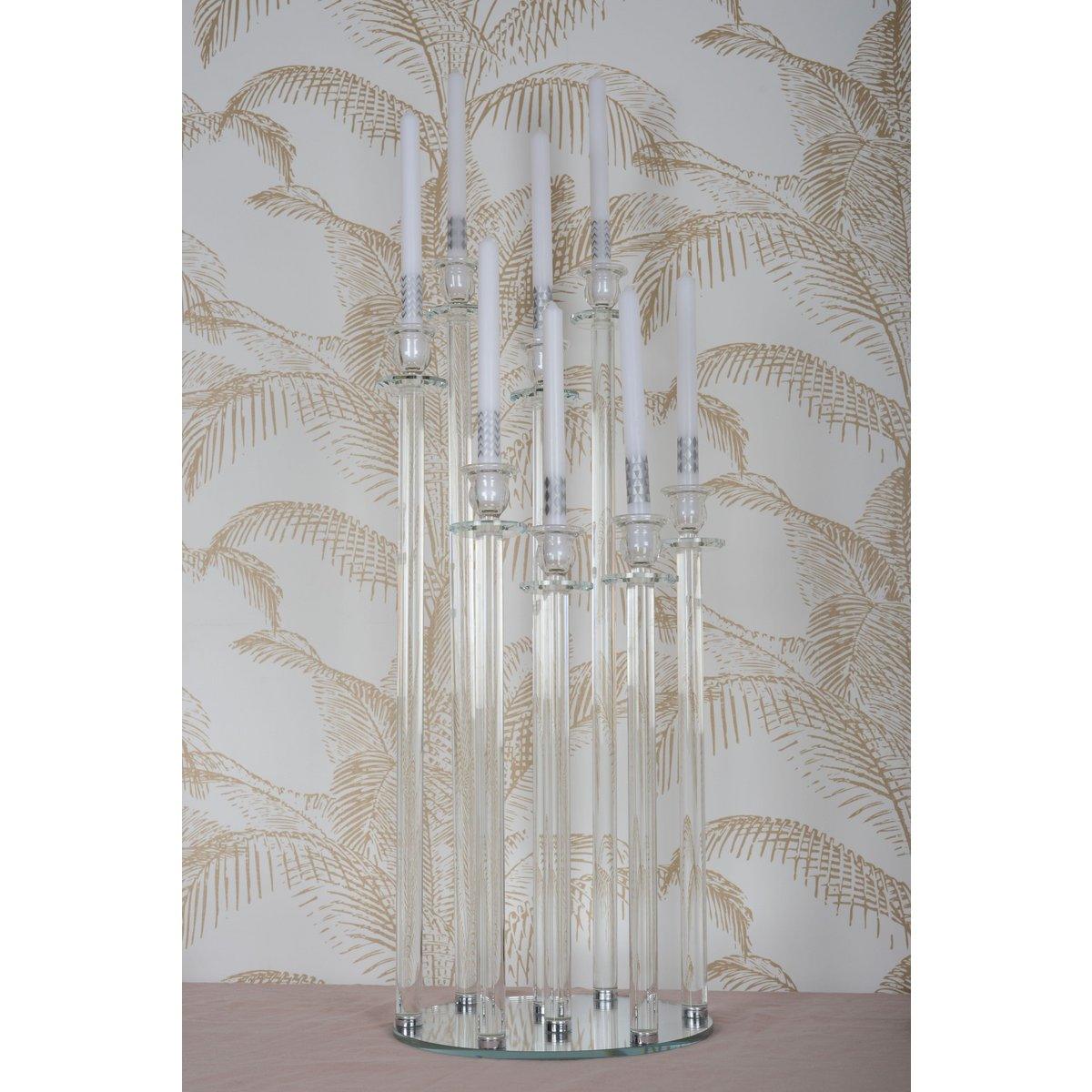 KERZENHALTER MIT KRISTALL, 8 LICHTER, H77CM