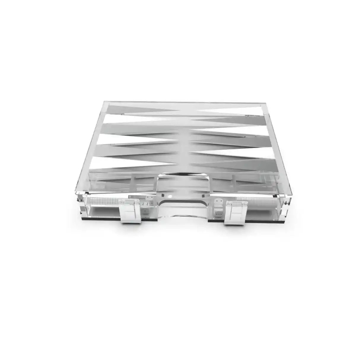 Backgammon Game Mini Malette in Weiß- und Silber Acryl25x20x5c - HomeDesign Knaus