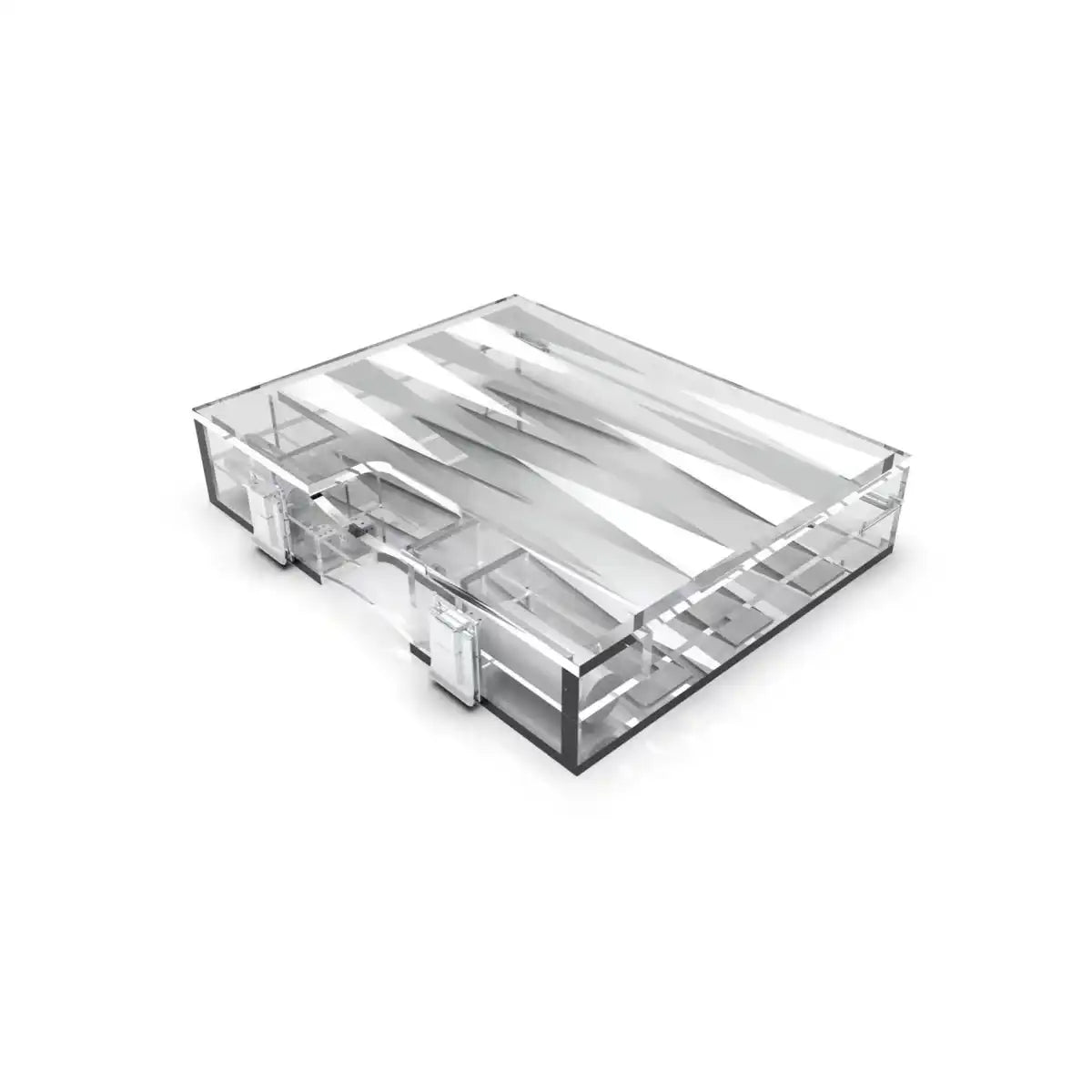 Backgammon Game Mini Malette in Weiß- und Silber Acryl25x20x5c - HomeDesign Knaus