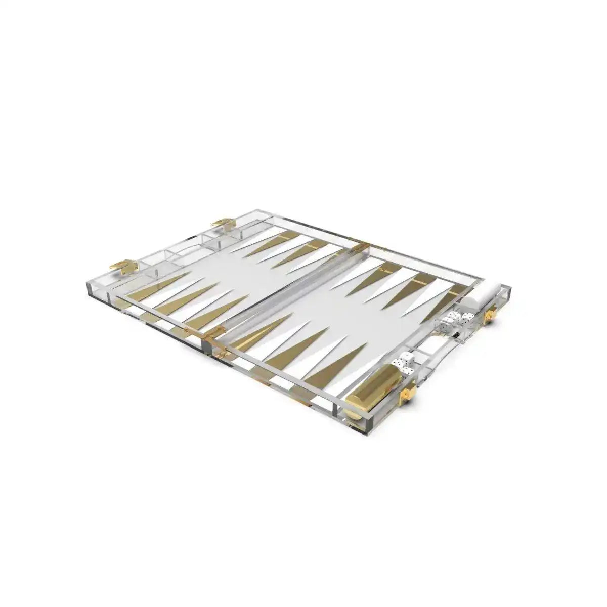 Backgammon -Spiel in White und Dore Acryl Acryl - HomeDesign Knaus