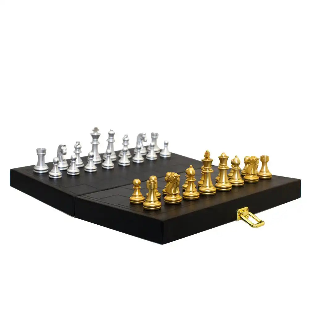 Backgammon/Game -Spiel in einer schwarzen Nachahmungslederhülle - HomeDesign Knaus