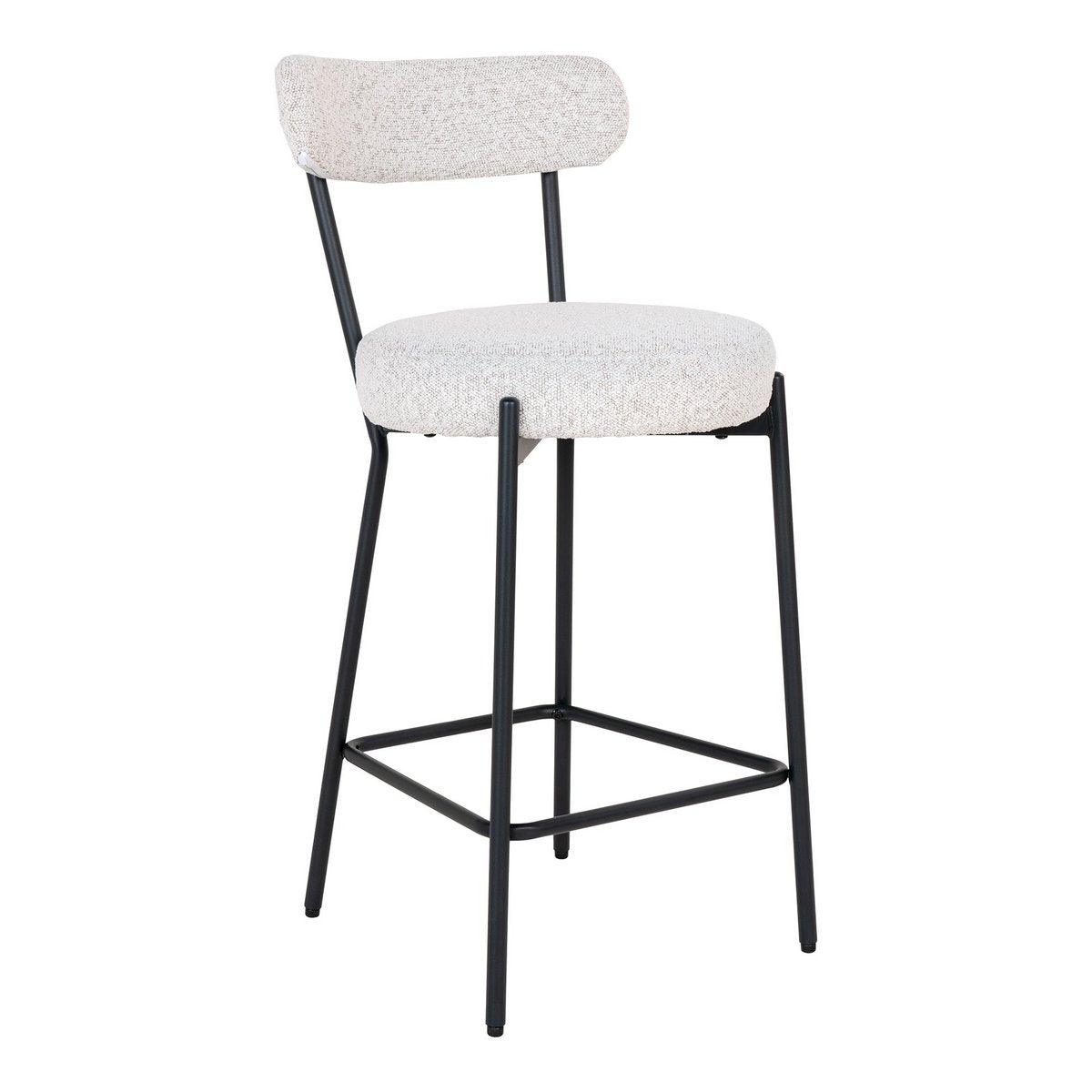 Badalona Counter Chair – Barhocker, weißes Bouclé mit schwarzen Beinen, HN1270 - HomeDesign Knaus