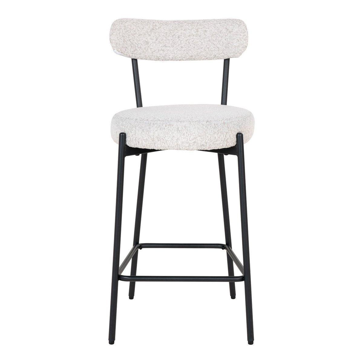 Badalona Counter Chair – Barhocker, weißes Bouclé mit schwarzen Beinen, HN1270 - HomeDesign Knaus