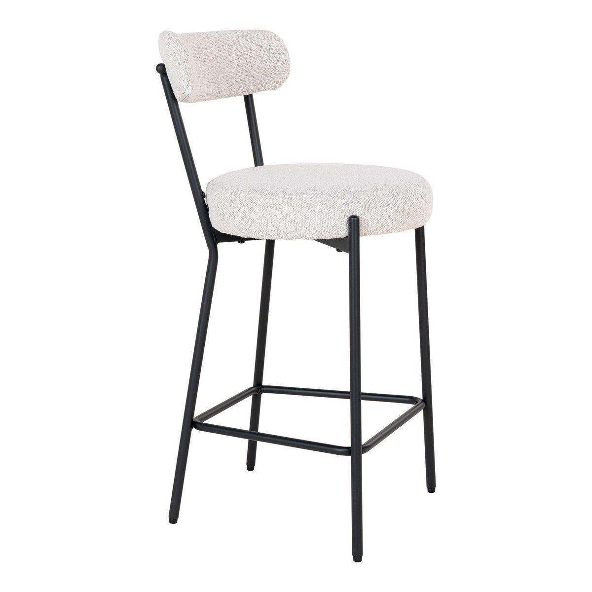 Badalona Counter Chair – Barhocker, weißes Bouclé mit schwarzen Beinen, HN1270 - HomeDesign Knaus