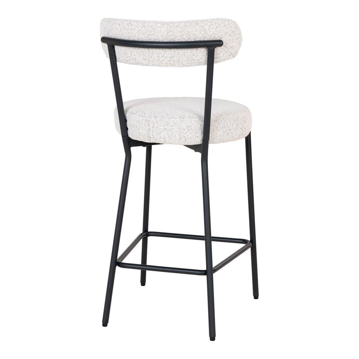 Badalona Counter Chair – Barhocker, weißes Bouclé mit schwarzen Beinen, HN1270 - HomeDesign Knaus