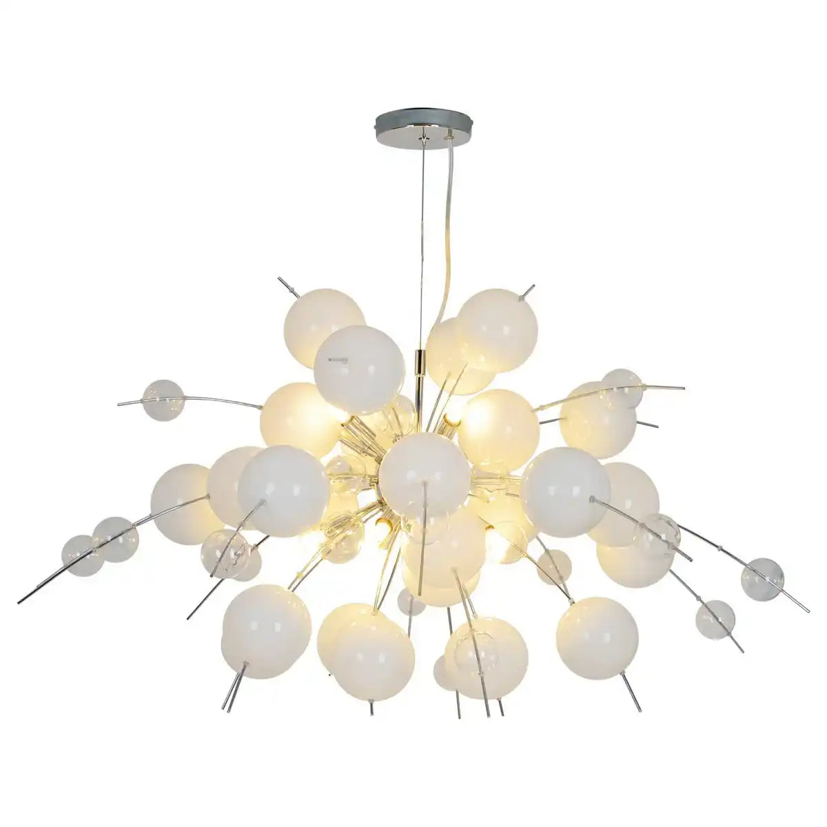 Pendelleuchte "EXPLOSION" weiß, aus Metall und Glas, G9 Fassungen, Hängelampe für Esszimmer, Wohnzimmer, Diele oder Büro, Øca. 98 cm