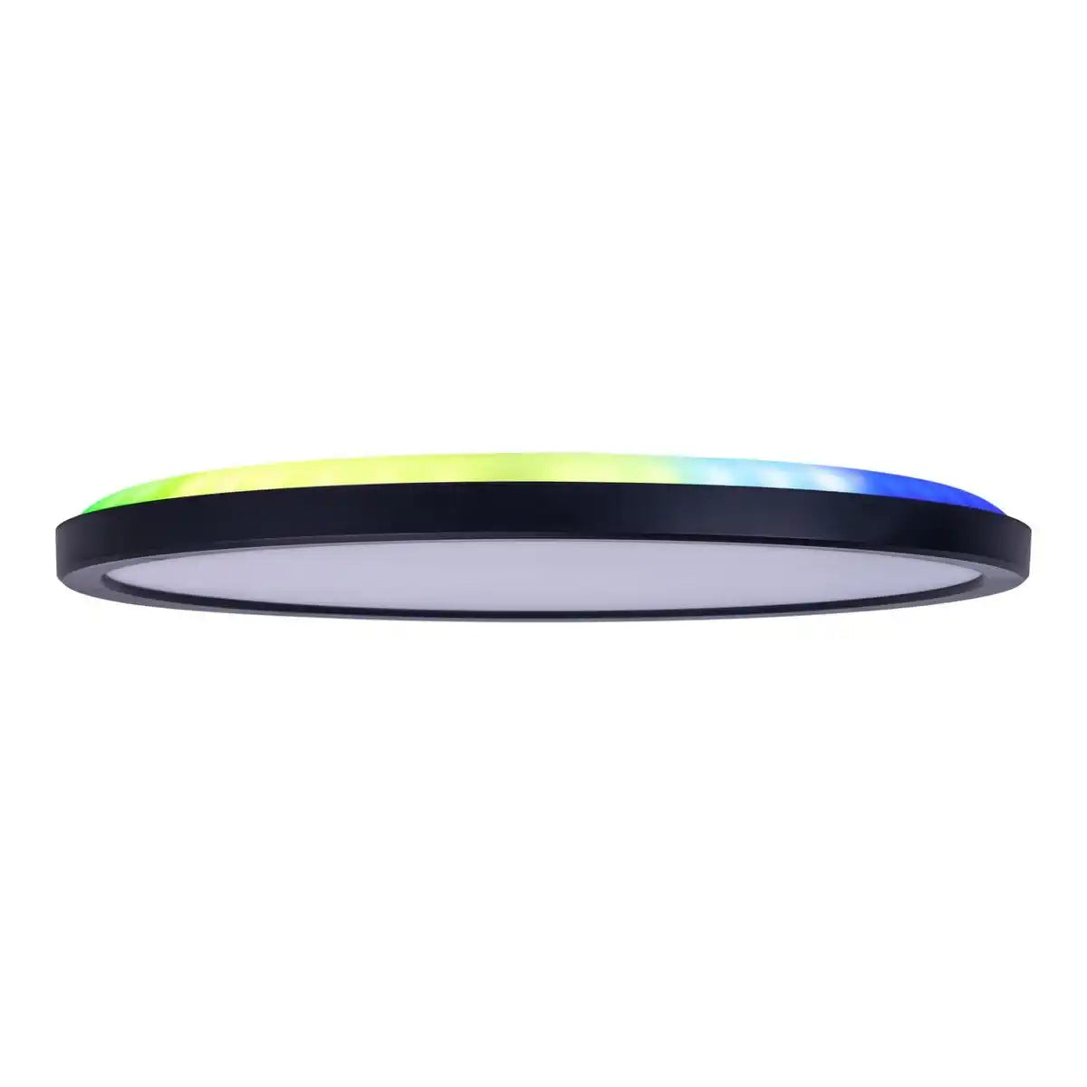 Die LED Deckenleuchte "CARLO" mit RGB-Backlight, Ø von 29,3 cm, klassisch-moderne Deckenleuchte aus schwarzem/weißem Kunststoff mit vielen Funktionen, z.B. Farbwechsler