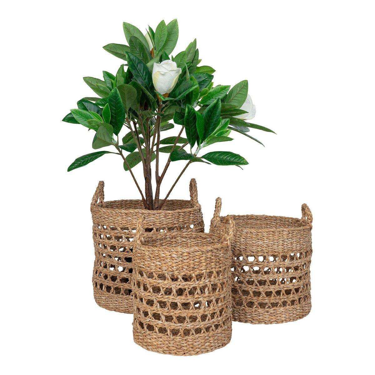 Balok Basket - Korb, Seegras, natur/schwarz, 3er-Set - HomeDesign Knaus