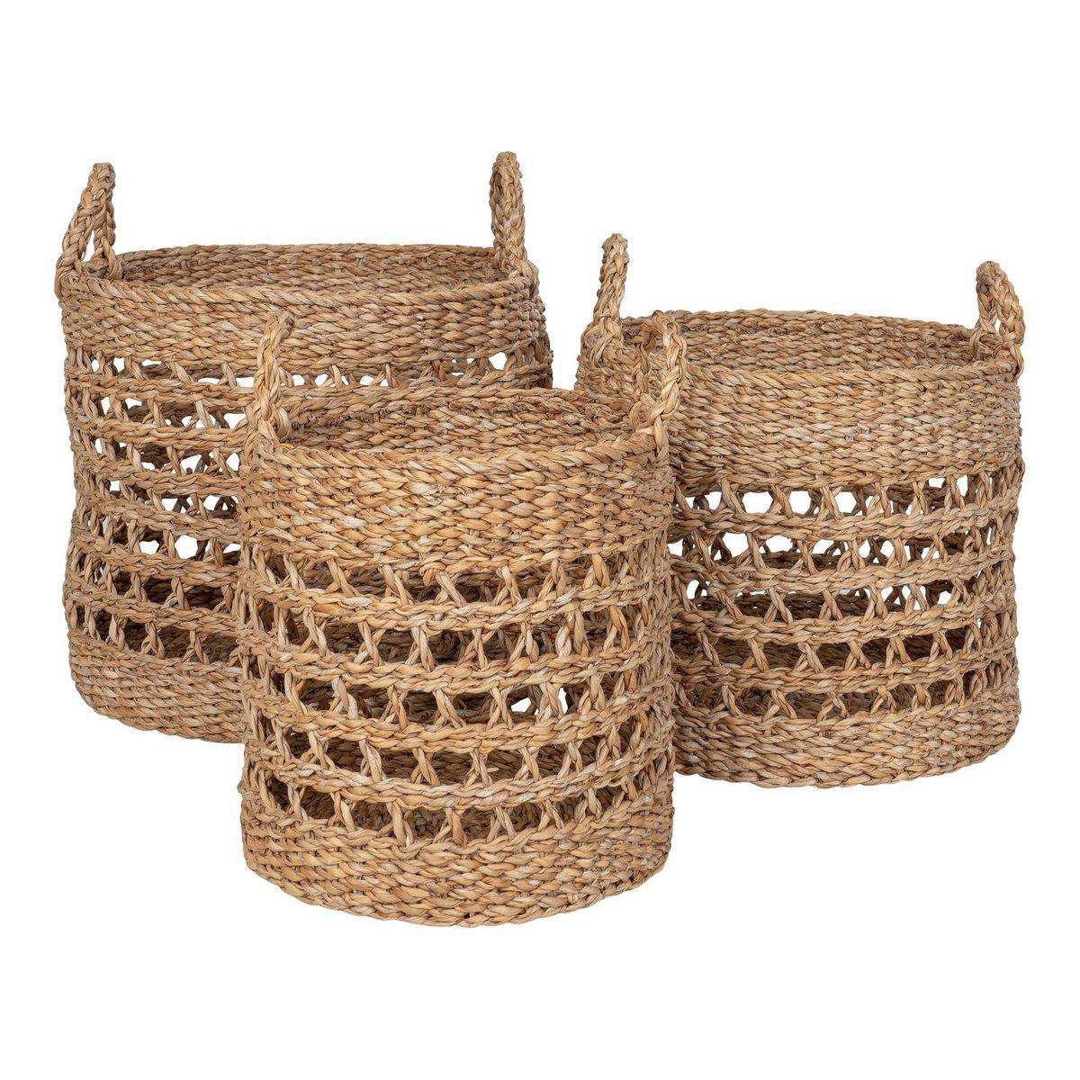 Balok Basket - Korb, Seegras, natur/schwarz, 3er-Set - HomeDesign Knaus