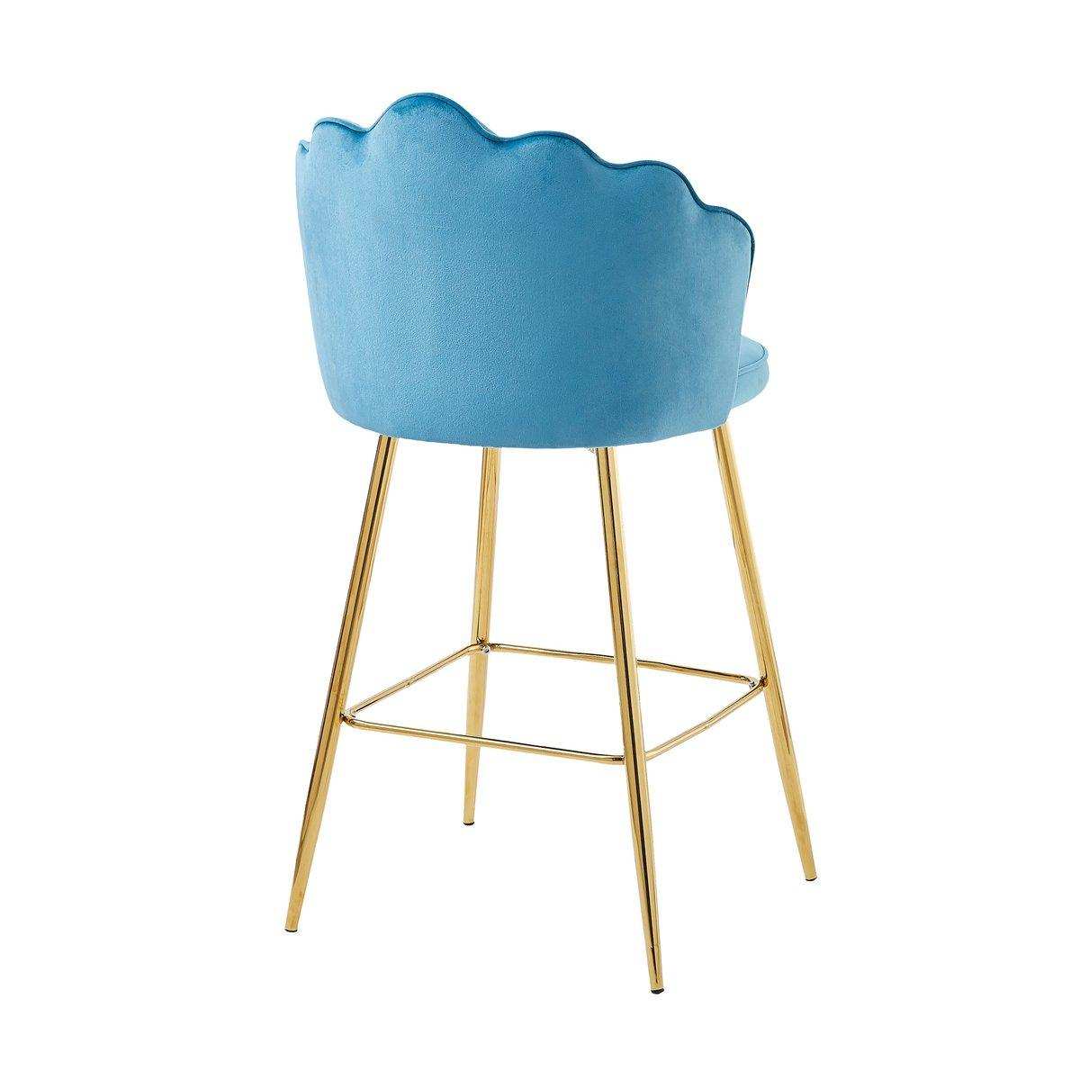 Barhocker Muscheldesign 2er Set aus Samt Blau - HomeDesign Knaus