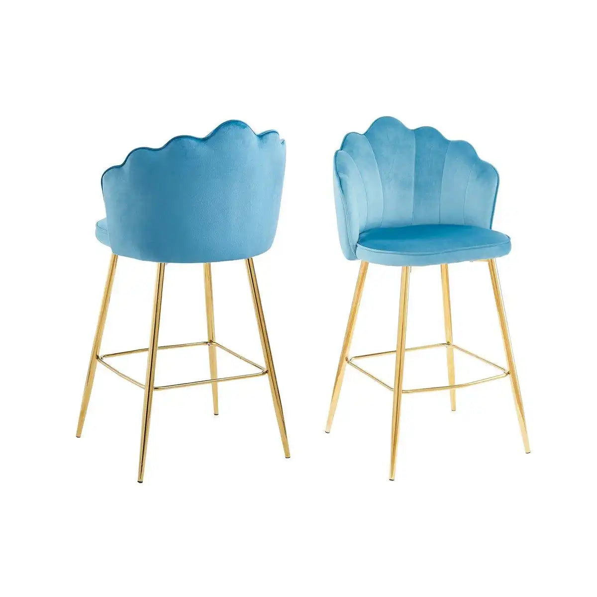 Barhocker Muscheldesign 2er Set aus Samt Blau - HomeDesign Knaus