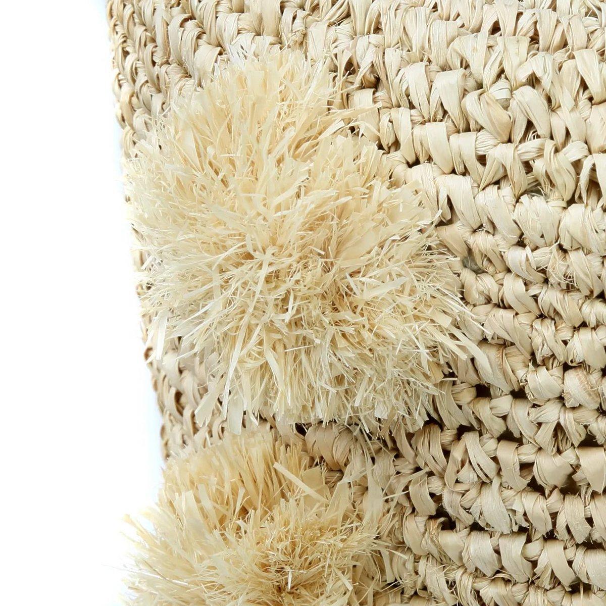 Bast-Pom pouf Sitzhocker handgefertigt Natur - HomeDesign Knaus