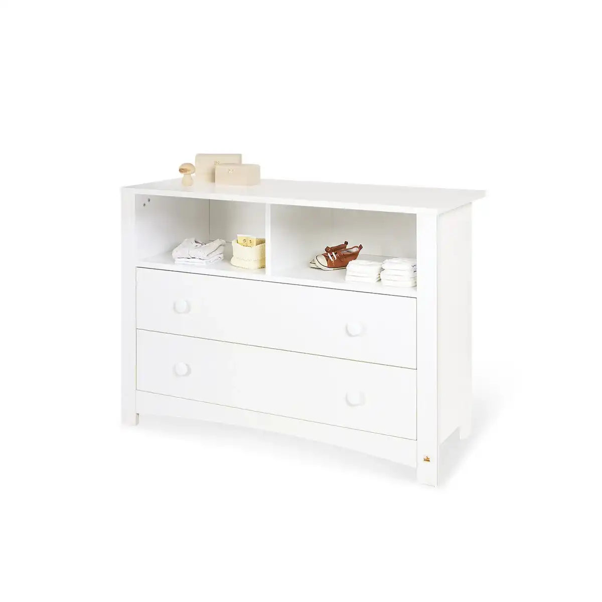 Baumschule 'Florentina' extra breit groß
3-teilig: Kinderbett, extra breite Wickelkommode, großer Kleiderschrank - HomeDesign Knaus