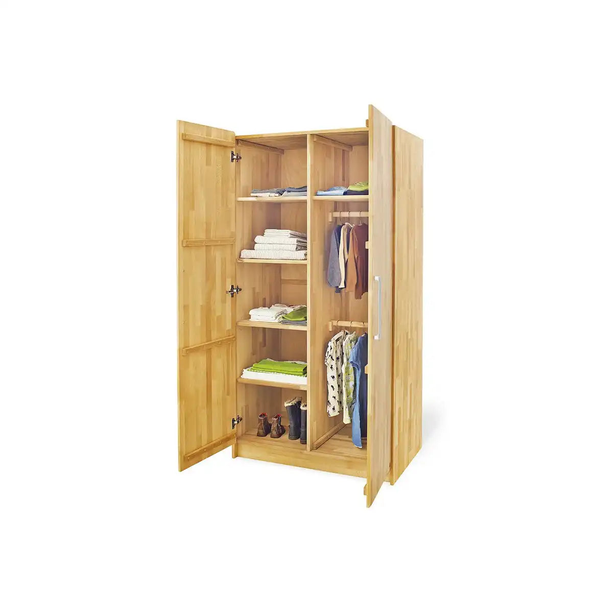 Baumschule 'Natura' extra breit
3-teilig: Kinderbett, extra breite Wickelkommode, 2-türiger Kleiderschrank - HomeDesign Knaus