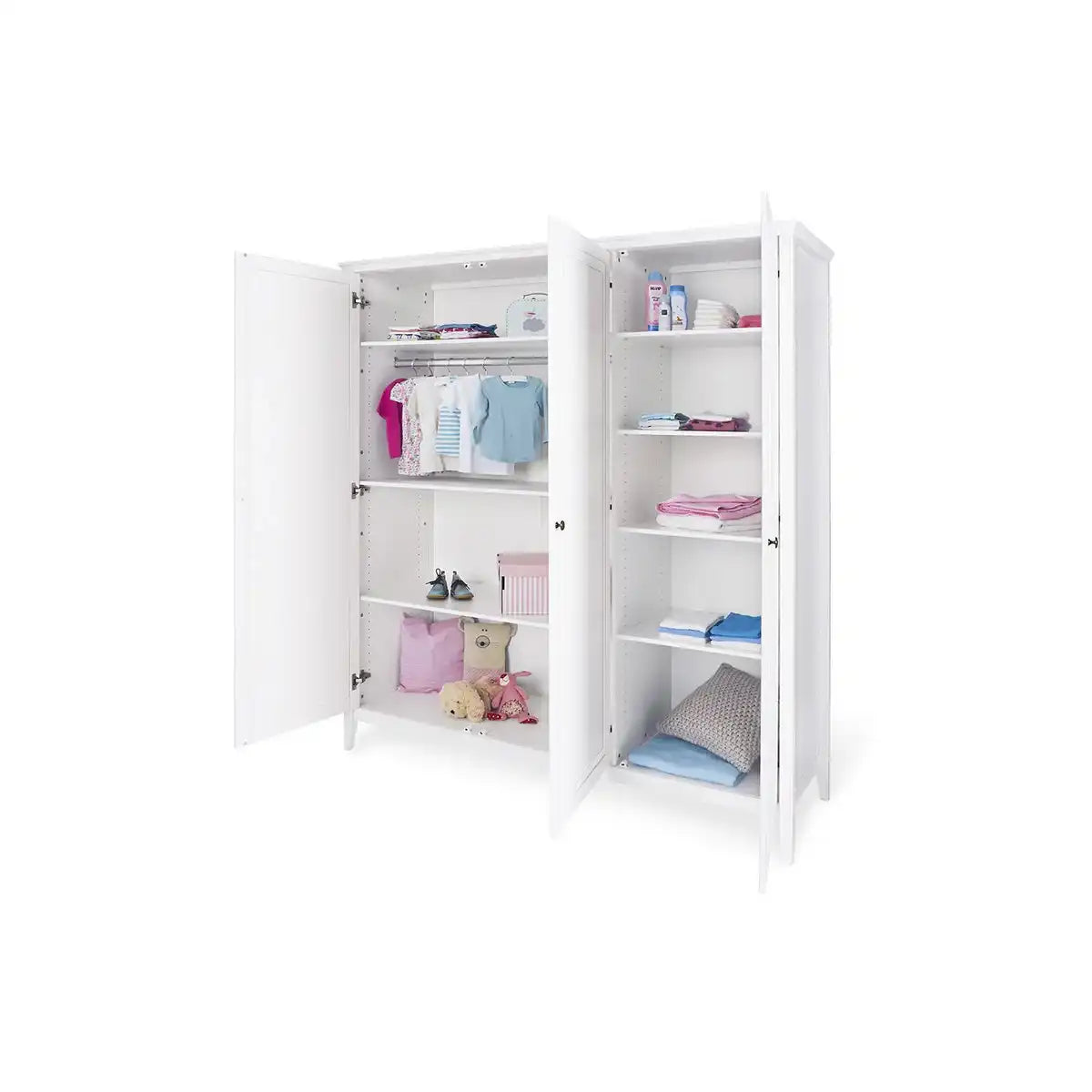 Baumschule 'Smilla' breit groß
3-teilig: Kinderbett, breite Wickelkommode, großer Kleiderschrank - HomeDesign Knaus