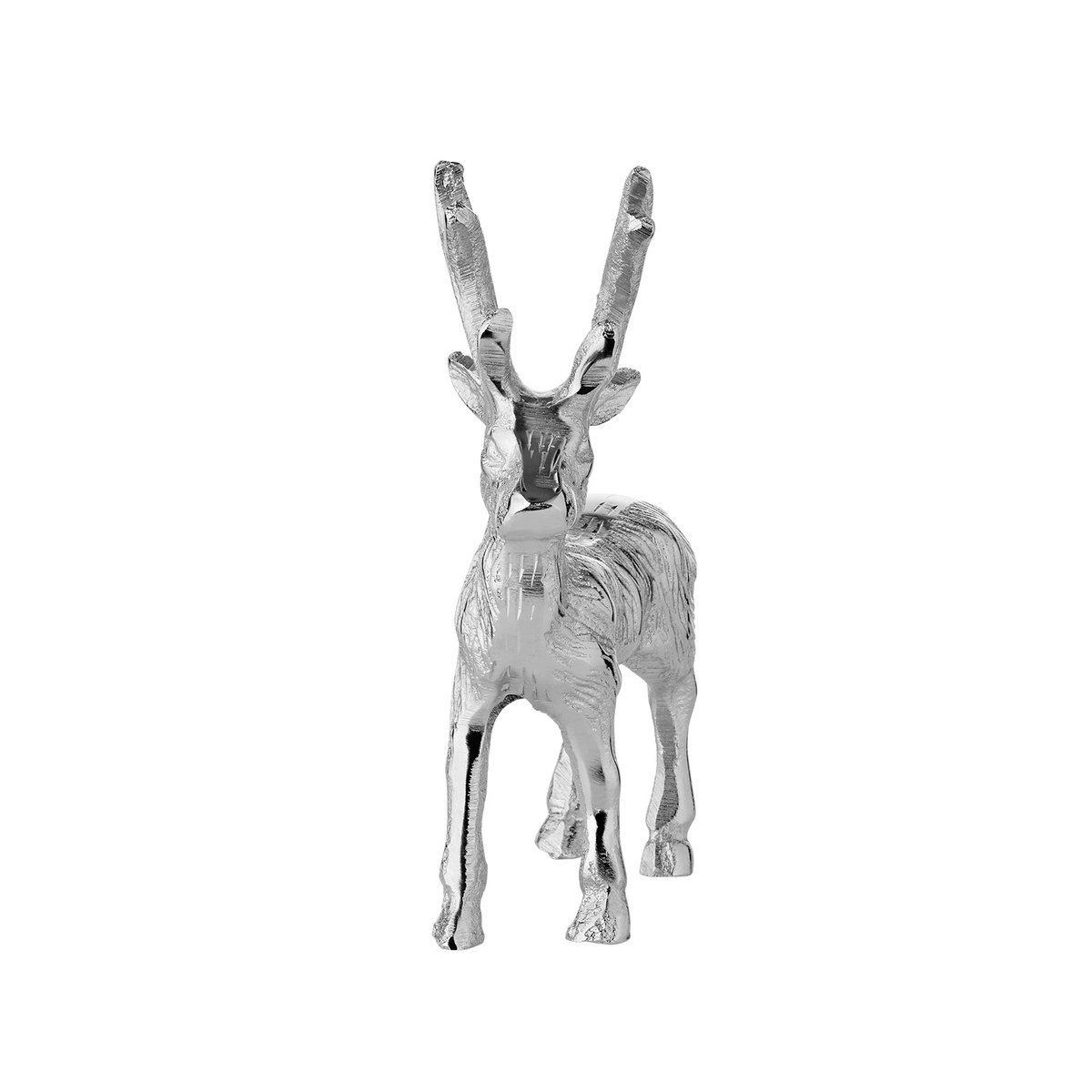 Dekofigur Hirsch Malik (Höhe 16 cm), silberfarben, Aluminium