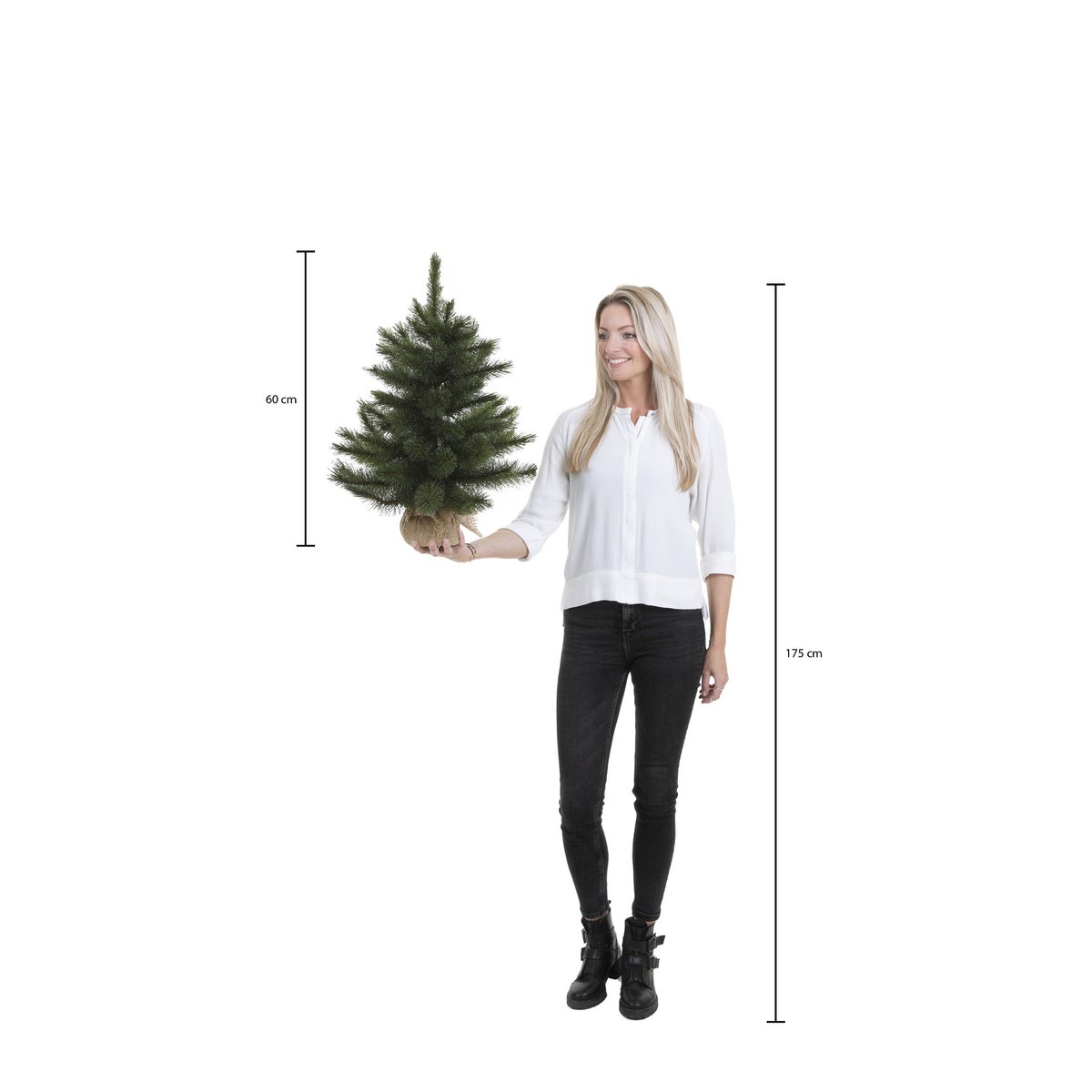 Künstlicher Weihnachtsbaum Pittsburgh aus Jute – H60 x Ø38 cm – Grün gefrostet