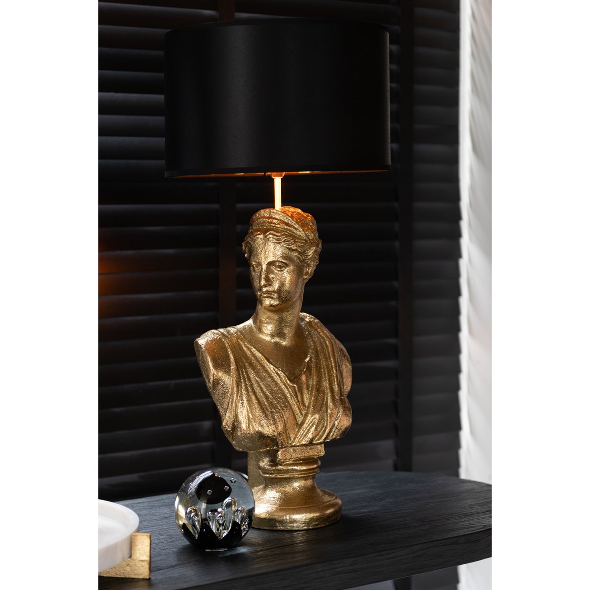 J-Line Lampe Frau Büste Resine Gold