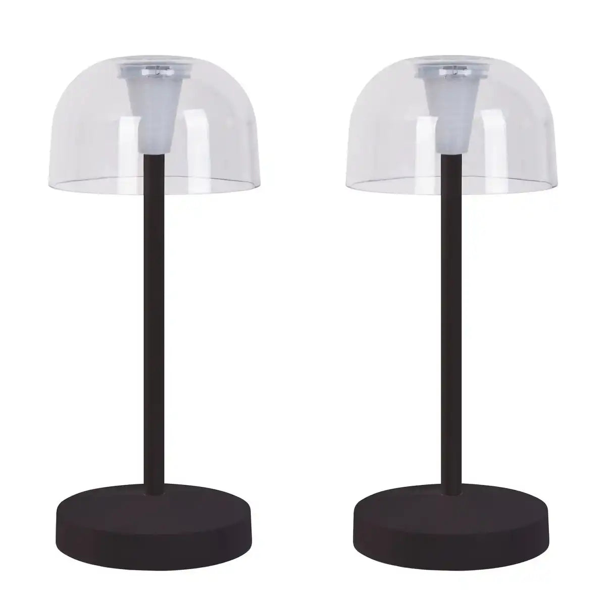 2er-Set LED-Akku-Tischleuchte "Gomba" für Außen und Innen, aus Metall und Kunststoff in Schwarz , 18,5 cm hoch