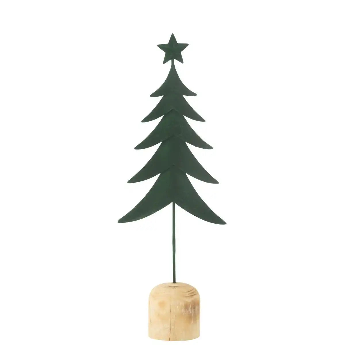J -Line Dekoration Weihnachtsbaum zu Fuß + Stern - Metall/Holz - Grün - L.