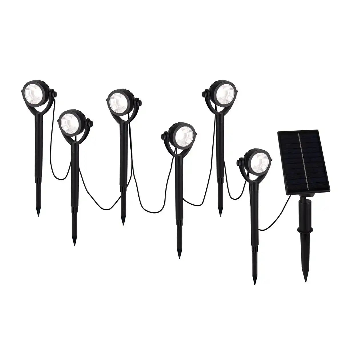 Solar- / Erdspieß 6er Set "NOMI" ca. 475 cm lang, aus schwarzem Kunststoff, warmweiß