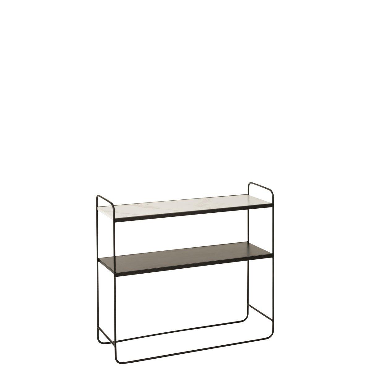 J-Line Konsole Marmor 2 Regale MDF/Eisen Schwarz
