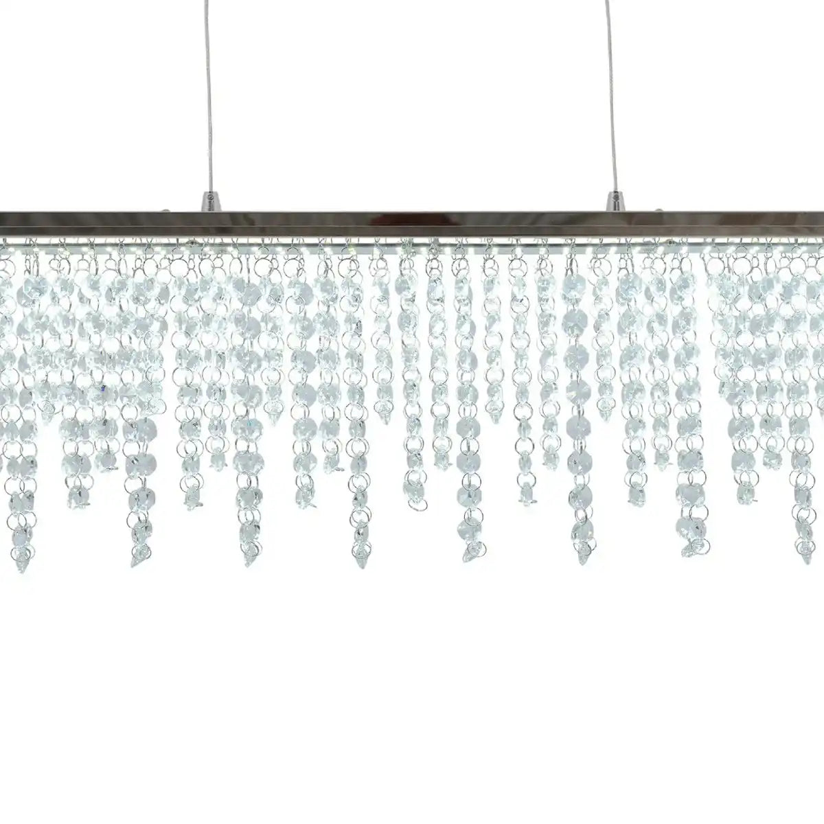 LED Pendelleuchte "DIAMONDS", Pendelleuchte, Metall und Kristallglas, Chrome, mit fest verbauten LEDs, für Esszimmer, Wohnzimmer, Diele oder Büro, 120 cm lang