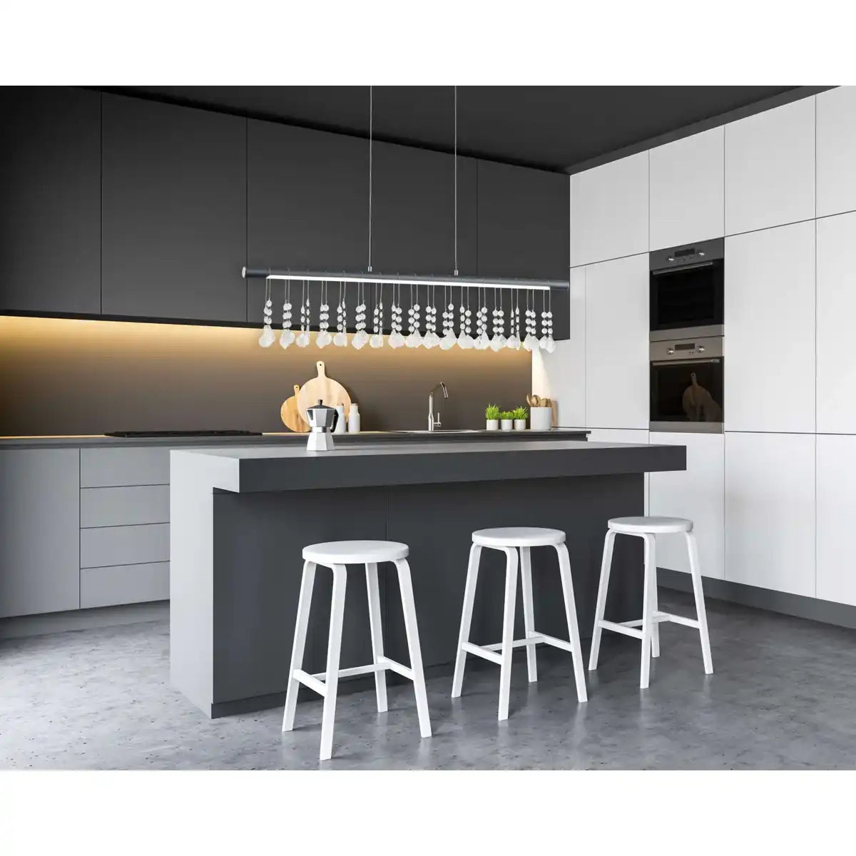 LED Pendelleuchte "NOBILIS" Länge ca. 100 cm, aus Metall und Kunststoff in Grau, mit fest verbauten LEDs, Beleuchtung für Wohnzimmer, Esszimmer oder Büro