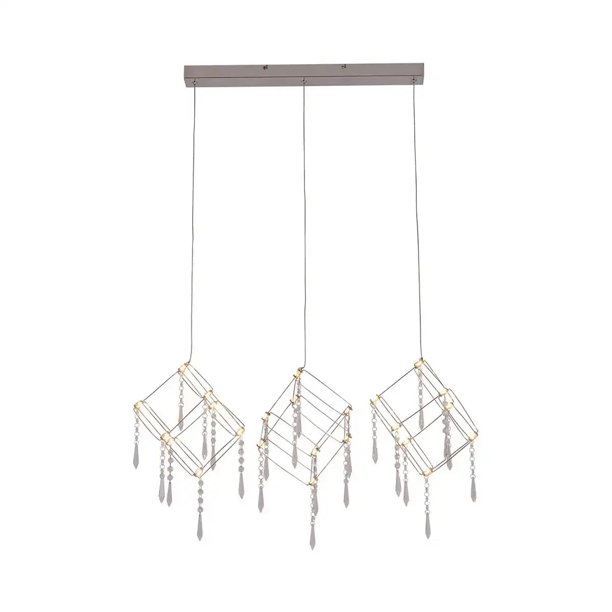 LED Pendelleuchte "ARANEUS" Metall und Kunststoff in chrom, mit fest verbauten LEDs, 80 cm lang, Beleuchtung für Wohnzimmer, Esszimmer oder Büro