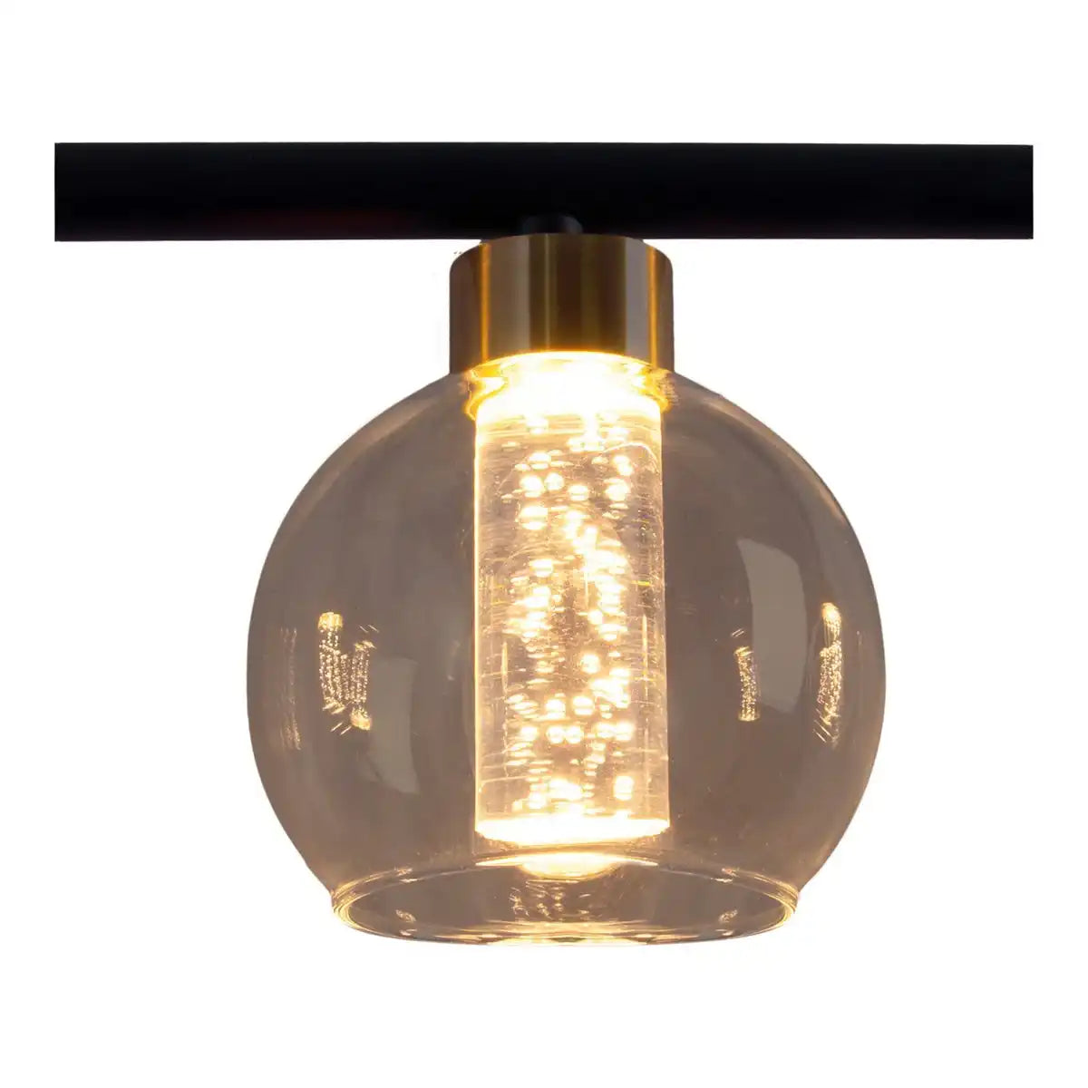 LED Glas-Pendelleuchte "BRASS" schwarz, klassisch, Hängelampe aus schwarzem Metall und Glas, mit fest verbauten LEDs, Beleuchtung für Wohnzimmer, Esszimmer oder Büro, 90 cm lang