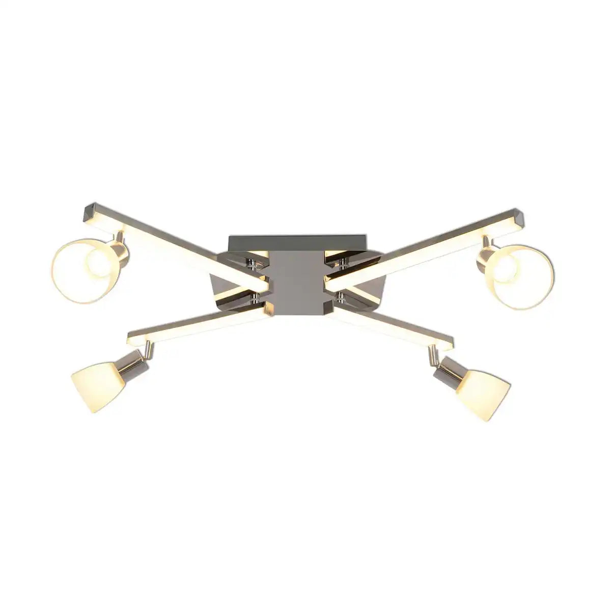 LED Deckenleuchte "IBIZA" 68 cm lang, aus chromfarbenem Metall, Glas und Kunststoff
