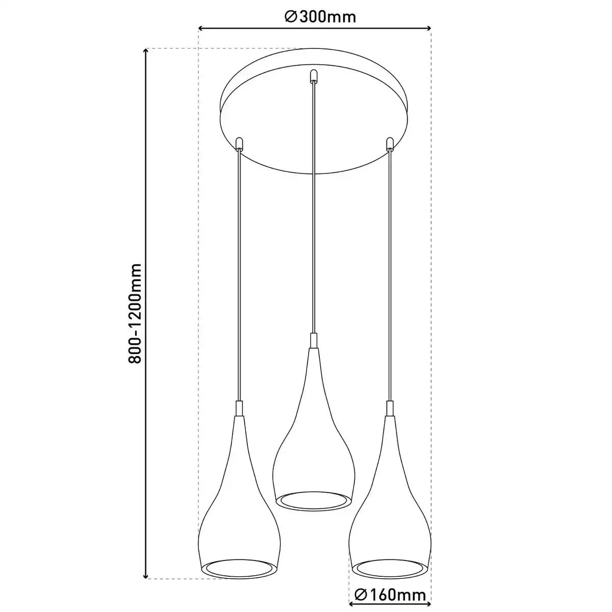 3-er Pendelleuchte "STYLE", Retro Klassiker Pendellampe aus chromglänzendem Metall mit E27-Fassungen, Schirm Ø16 cm, Gesamt Ø30 cm, ideal für Esszimmer, Wohnzimmer und Küche.