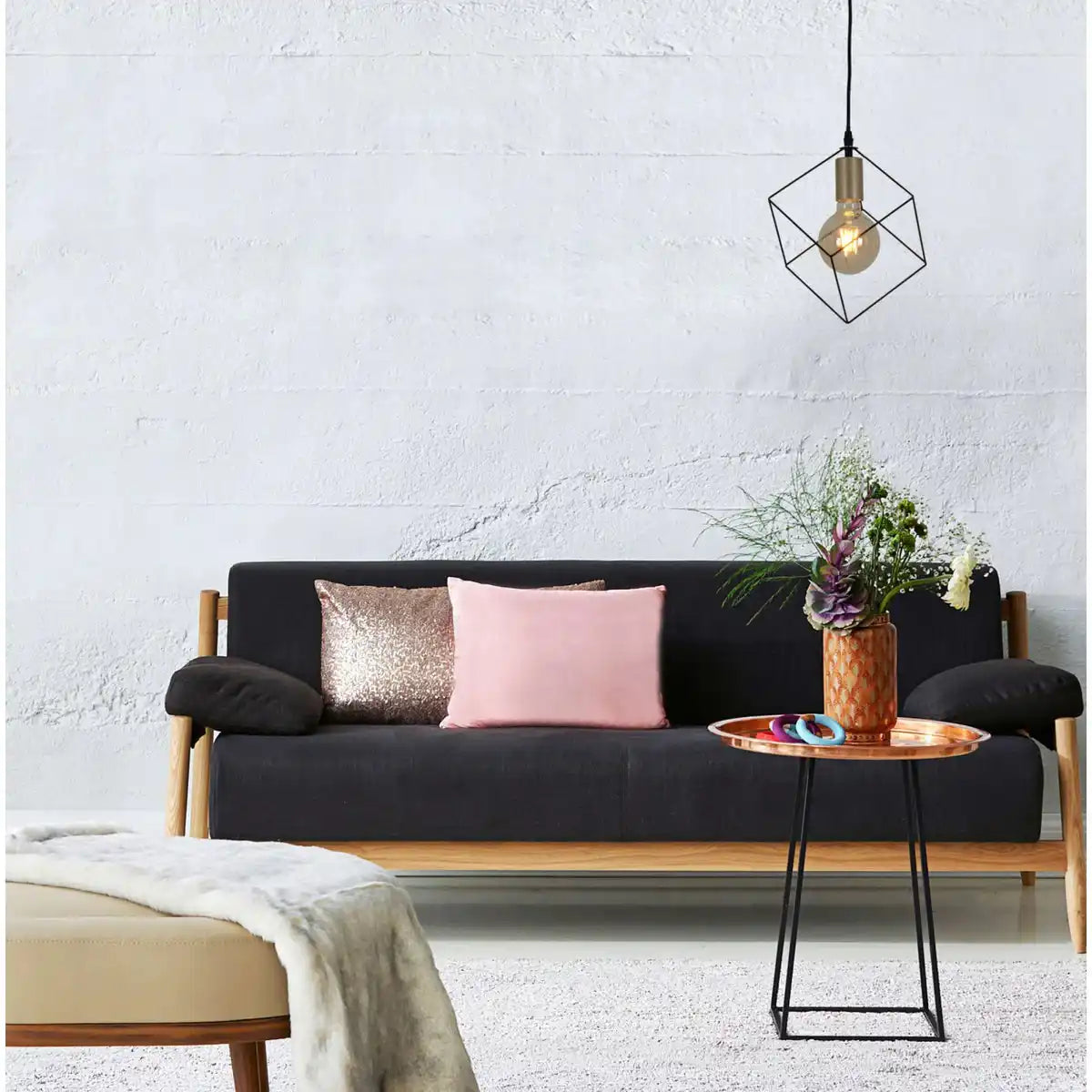 Pendelleuchte "CANTO", Hängelampe in Metall schwarz und Gold, E27-Fassung, für Esszimmer, Wohnzimmer, Diele oder Büro, 26 x 26 cm