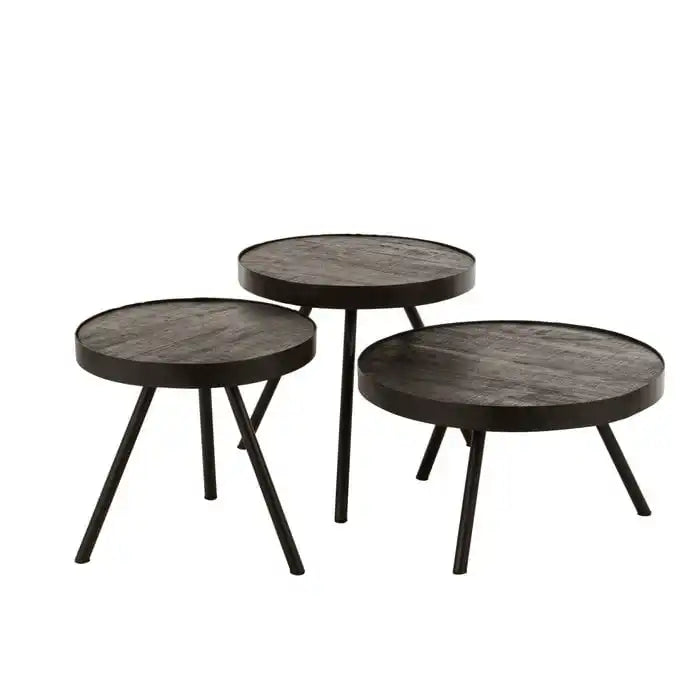 Beistelltisch Couchtisch Fien High – Holz/Eisen Dunkelbraun/Schwarz - HomeDesign Knaus