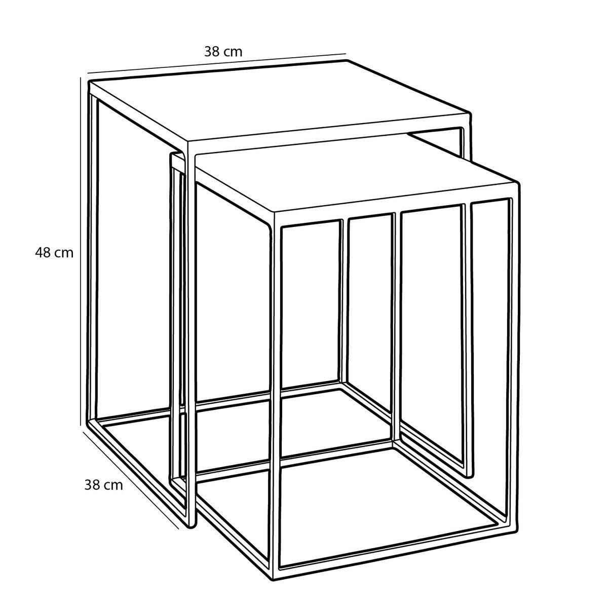 Beistelltisch für den Außenbereich – 2er-Set – L38 x B38 x H48 cm – Metall – Grau - HomeDesign Knaus