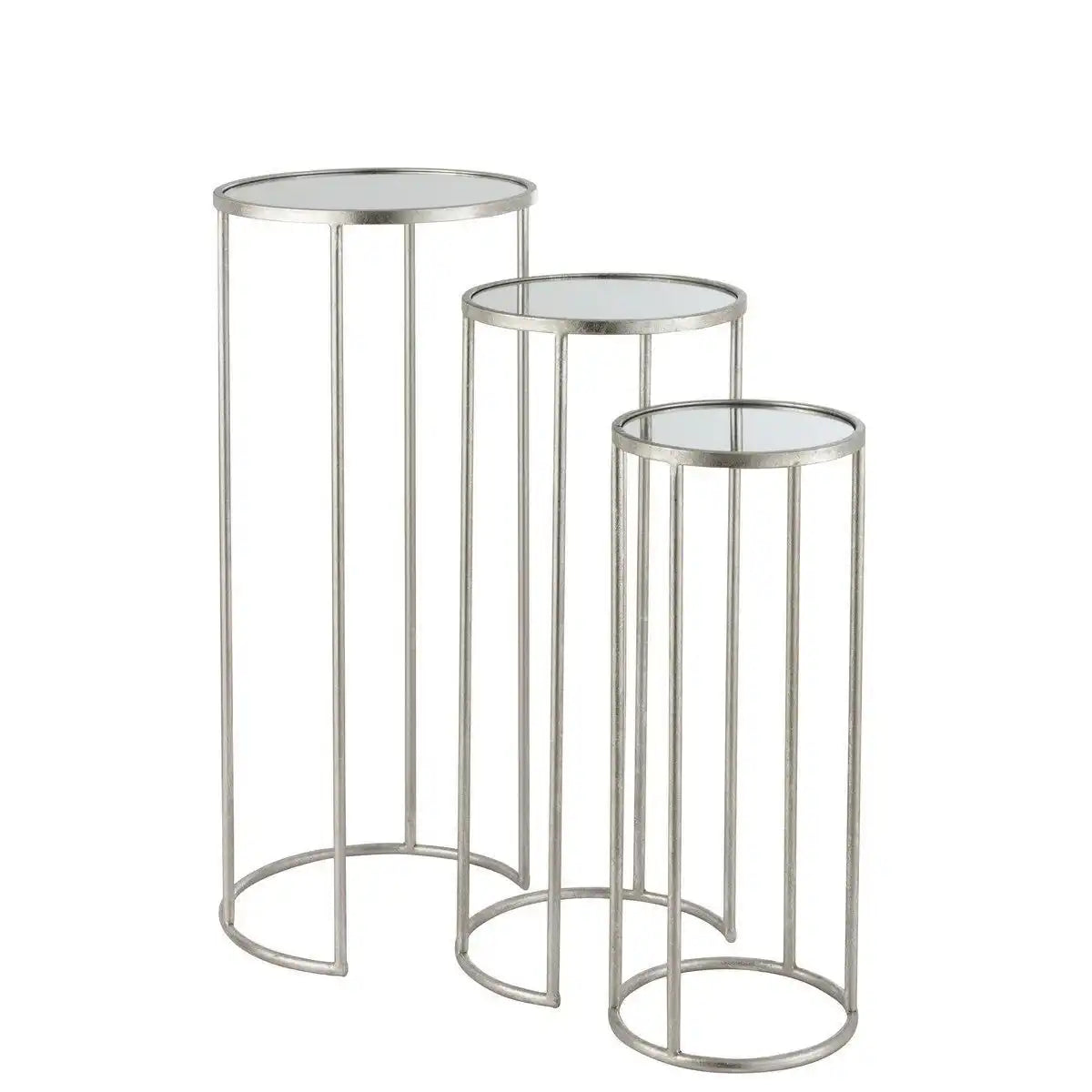 Beistelltische Leo Spiegel – Eisen – Silber – 3er-Set - HomeDesign Knaus