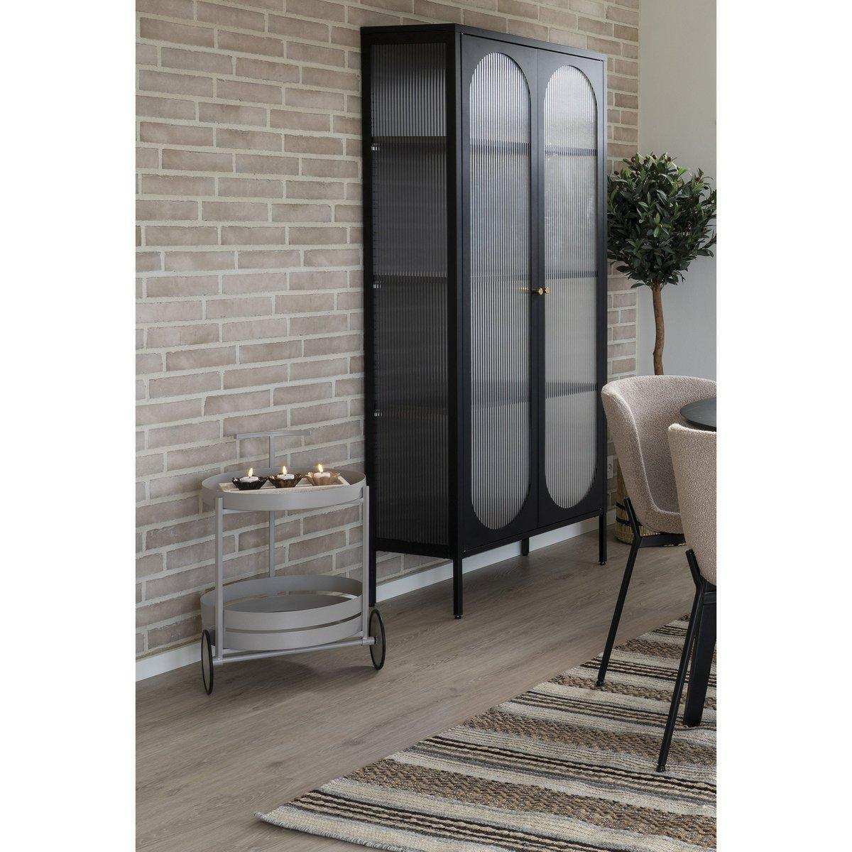 Beja Bar Trolley – Barwagen, Stahl, kühles Grau, 2 Regale, 40 x 49,5 x 61 cm - HomeDesign Knaus