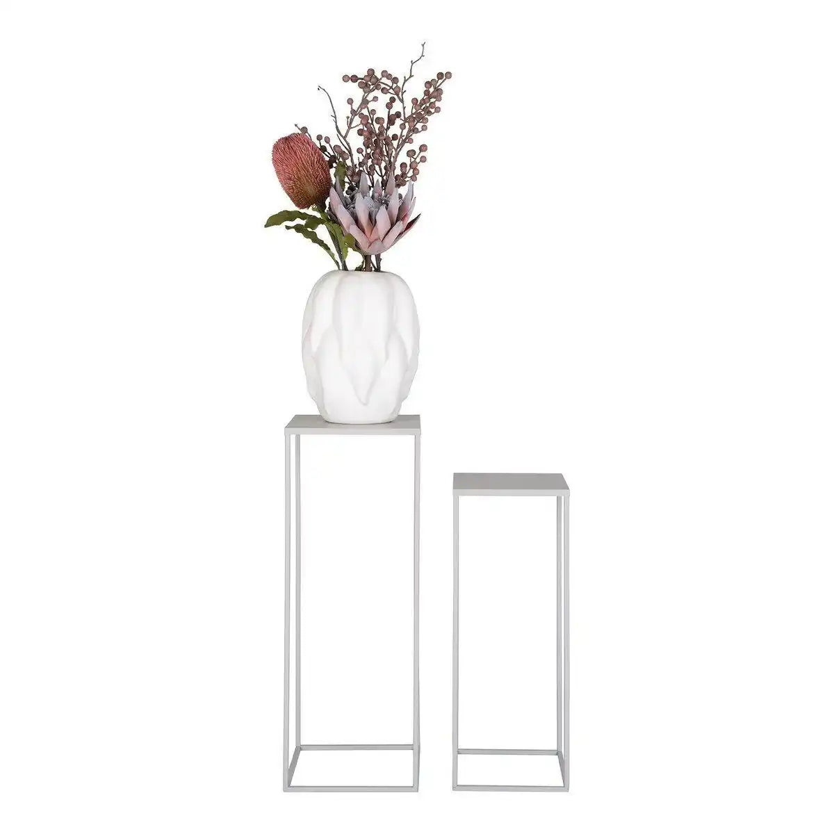 Beja Flower Stand - Blumenständer, Stahl, kühles Grau, 2er-Set - HomeDesign Knaus