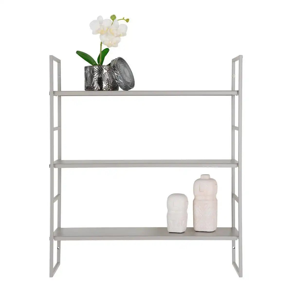 Beja Regale – Regale, Stahl, kühles Grau, 3 Regale, 48 x 17 x 55 cm - HomeDesign Knaus