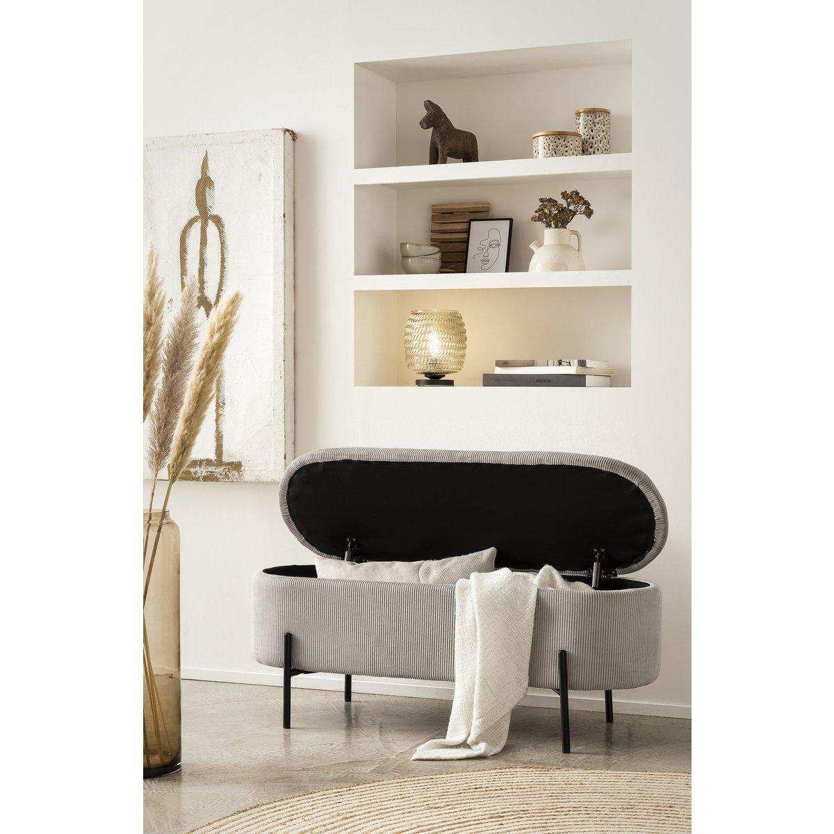 Bettbank mit Stauraumfunktion Hellgrau - HomeDesign Knaus