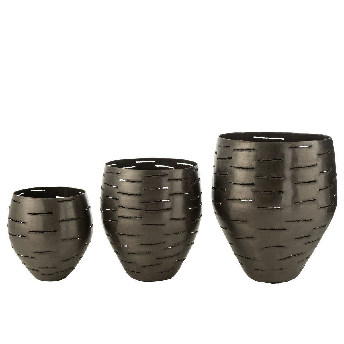J-Line Set mit 3 Laternen aus Metall, Schwarz