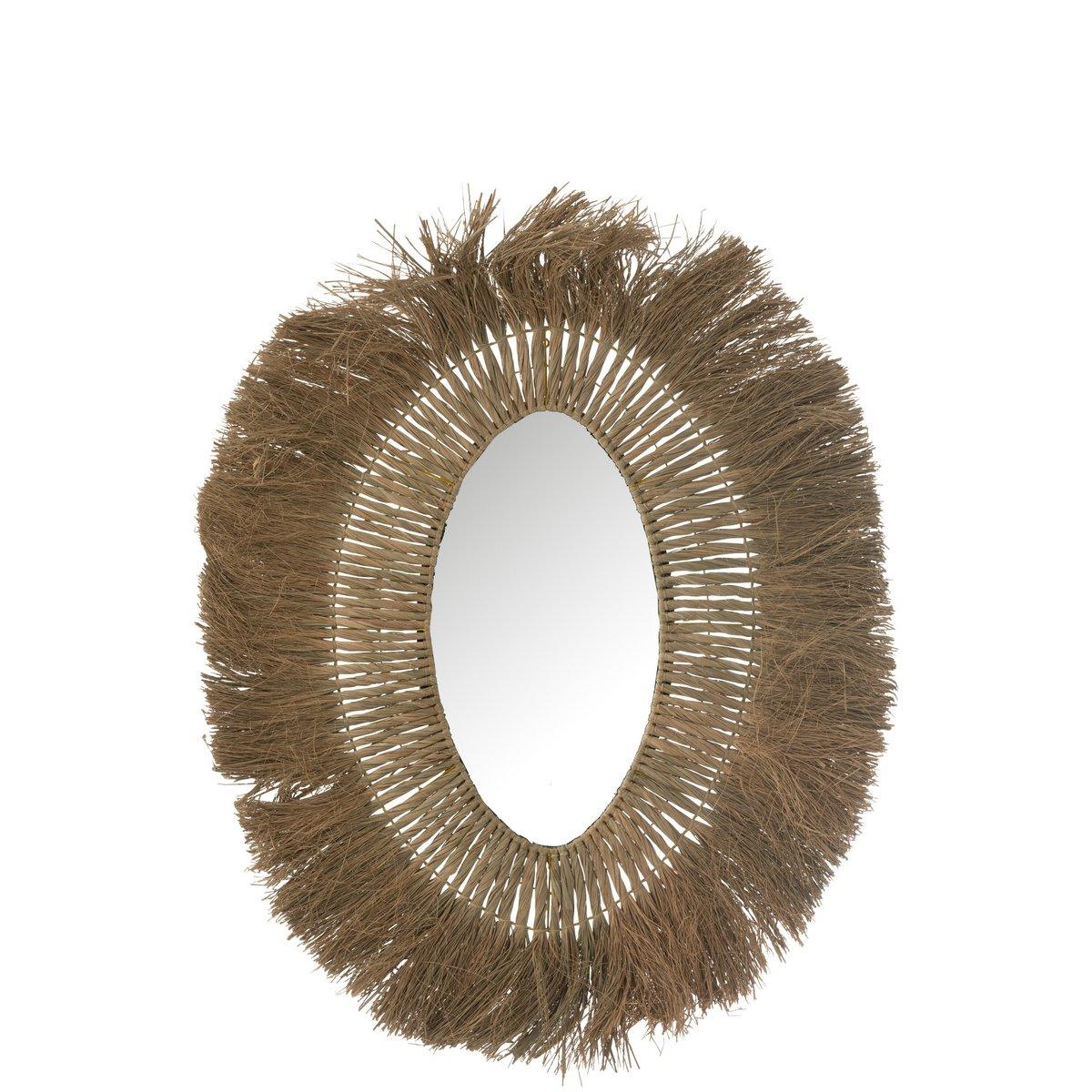 J-Line Spiegel Oval Braided – Gras – Natur – Wohnaccessoires